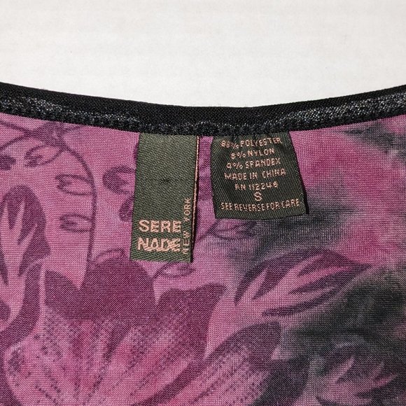 SERA NADE New York Women's 3/4 Sleeves Blouse Top  Size S  Black & Mauve  NWOT - Picture 5 of 5